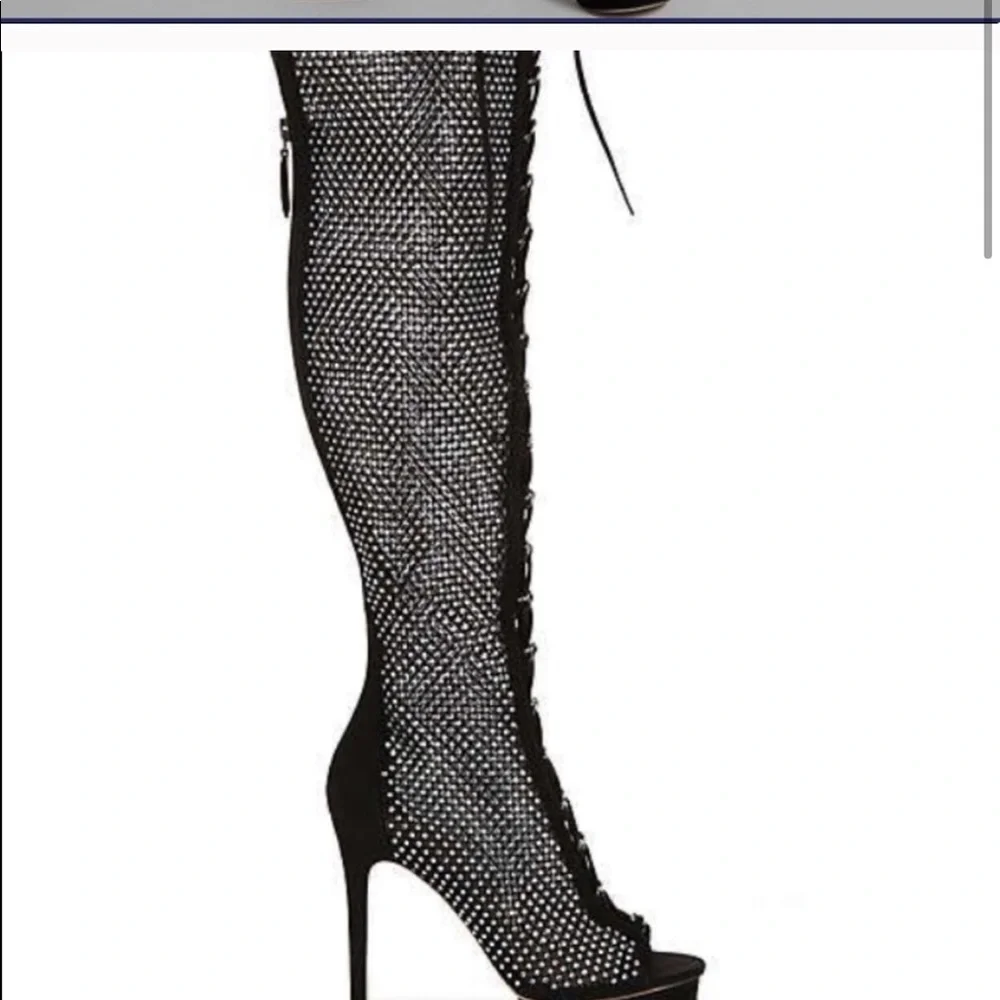 JLO OTK BOOT over the knees size stiletto peep toe 7.5 boots